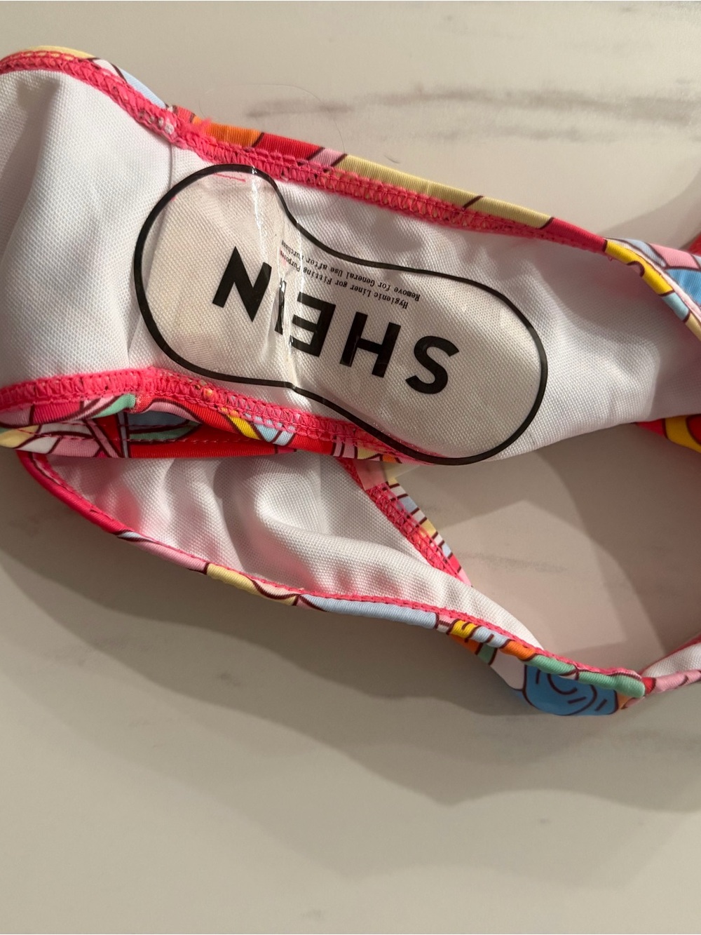 NWOT SHEIN Red Pink Yellow Patterned Woman Two-Piece Bikini Size S - Picture 3 of 3